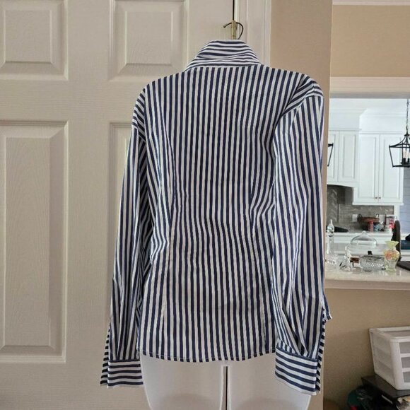 Veronica Beard Fauri Striped Off-The-Shoulder Long Sleeve Shirt Size 4 - Picture 6 of 16